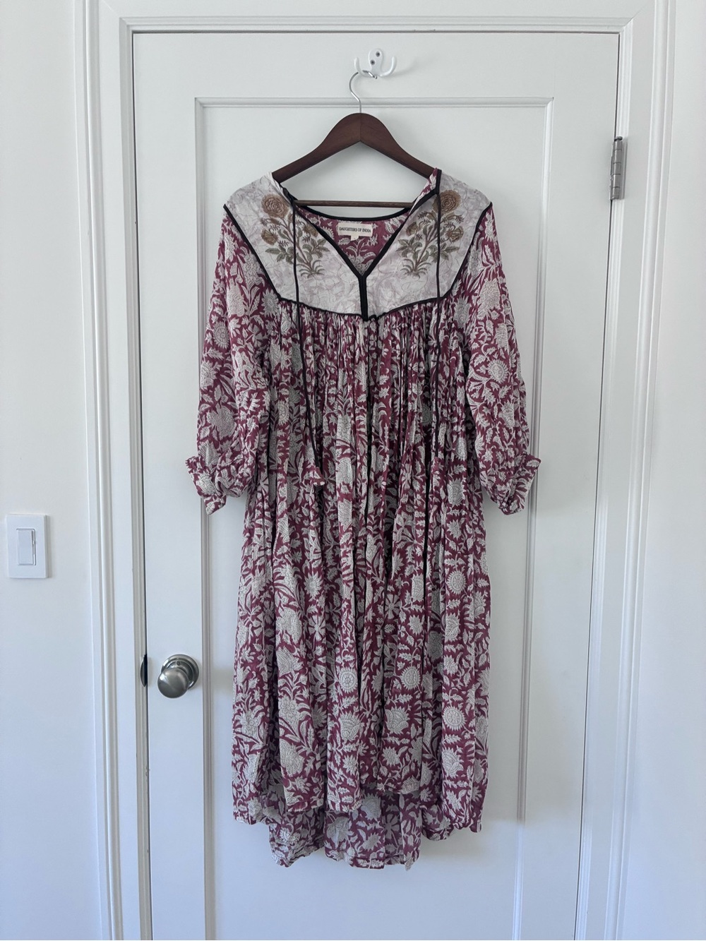 Daughters of India Red Floral Tunic with Cream Print